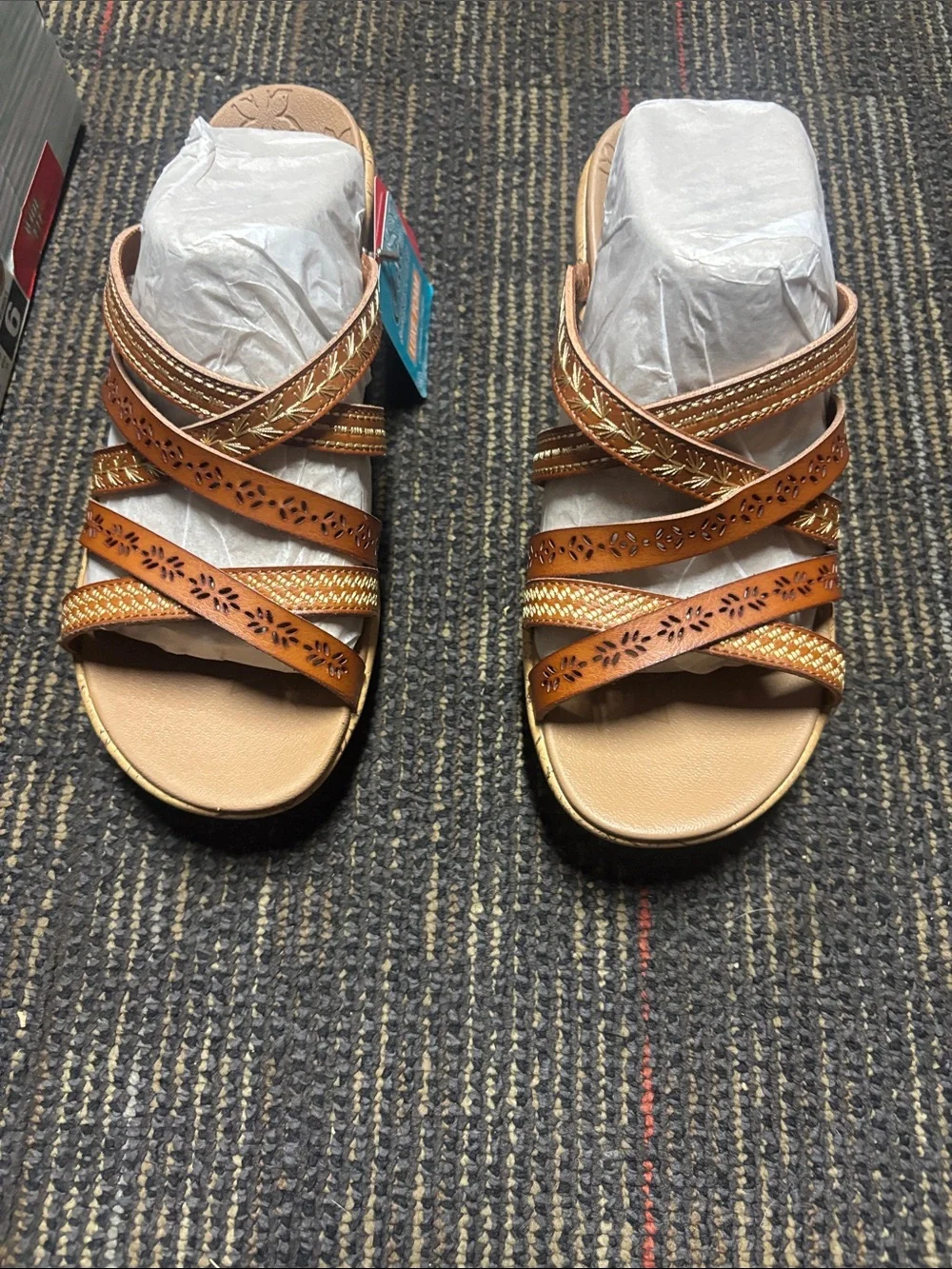 Skechers Women’s Multi-Strap Tan/Bronze Slide Sandals